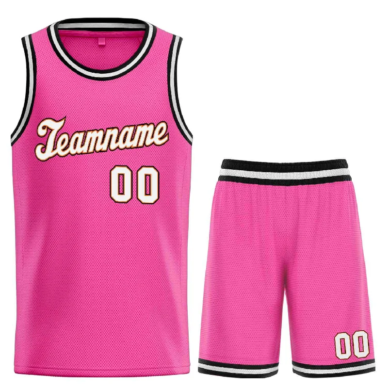 Men's basketball uniform elite performance -Custom Pink White-Orange Classic Sets Sports Uniform Basketball Jersey