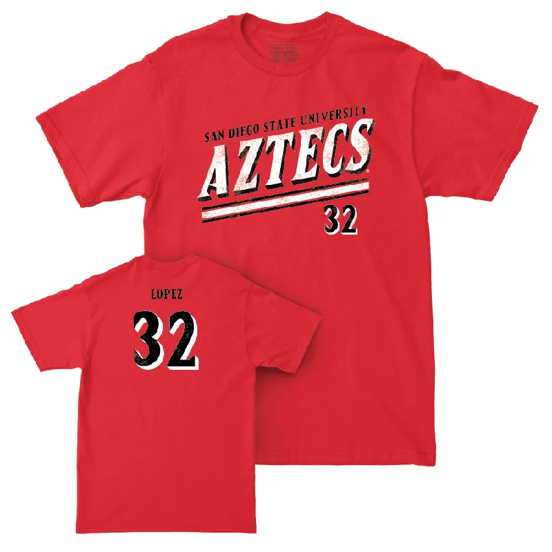 Men's basketball T-shirt custom package -SDSU Men's Basketball Red Slant Tee - Desai Lopez #32