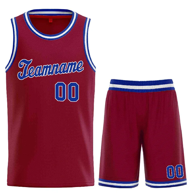 Men's basketball uniform stylish shorts -Custom Maroon Royal-White Classic Sets Sports Uniform Basketball Jersey