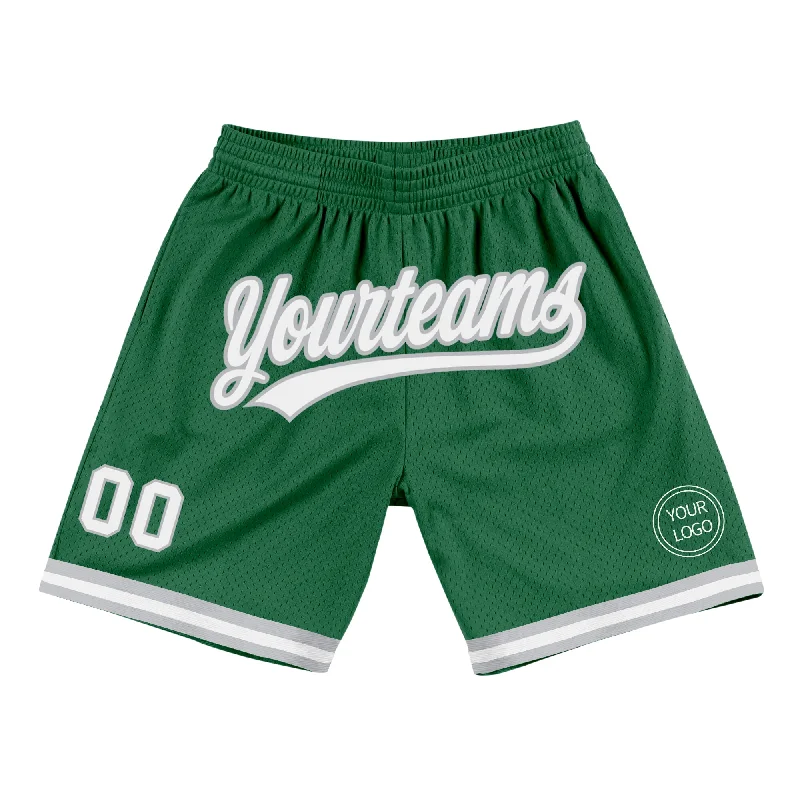 Men's basketball shorts performance-pro -Custom Kelly Green White-Gray Authentic Throwback Basketball Shorts