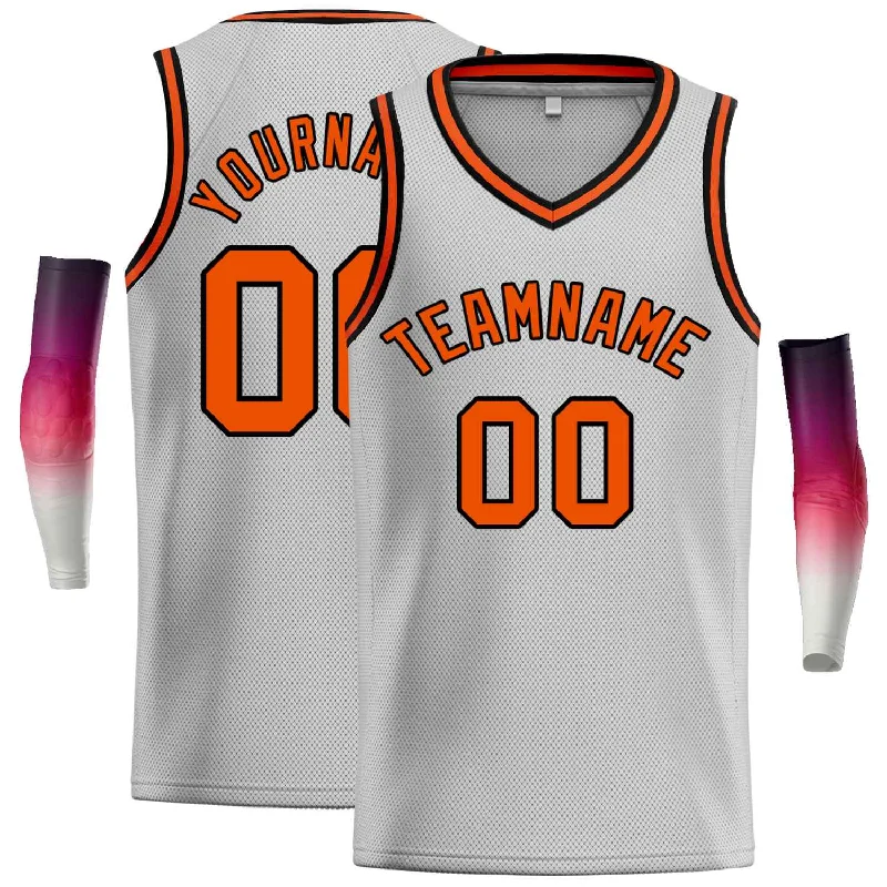 Men's basketball uniform player kit -Custom Gray Orange-Black Classic Tops Men Casual Basketball Jersey