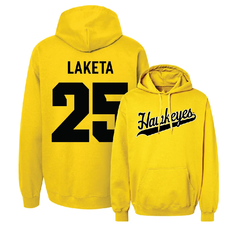 Men's hoodies breathable-blend -Gold Men's Basketball Script Hoodie - Luc Laketa