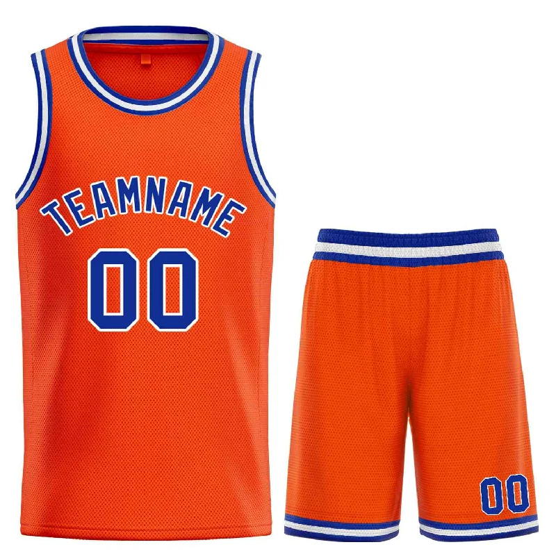 Men's basketball uniform affordable ensemble -Custom Orange Royal-White Bull Classic Sets Basketball Jersey