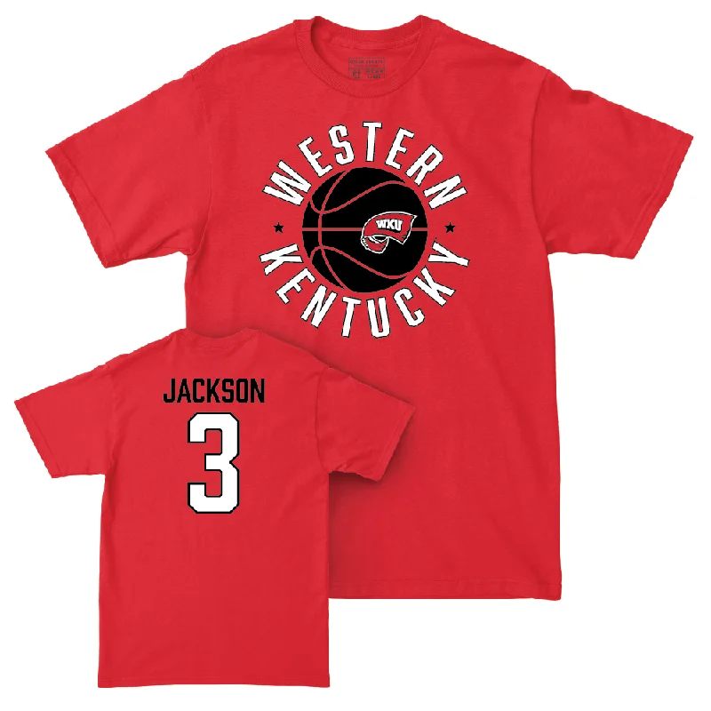 Men's basketball T-shirt sweat-wicking tech -WKU Men's Basketball Red Hardwood Tee - Jalen Jackson | #3