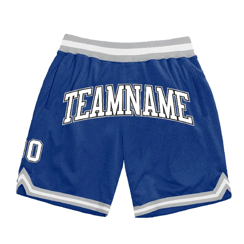 Men's basketball shorts pro-style -Custom Royal White Black-Gray Authentic Throwback Basketball Shorts