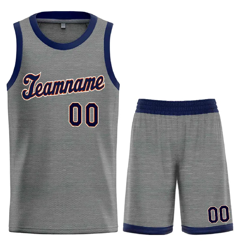 Custom Dark Gray Navy-Orange Classic Sets Sports Uniform Basketball Jersey