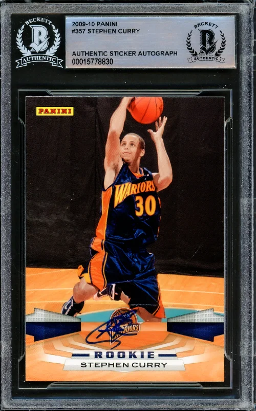 Men's basketball card custom layout -Stephen Curry Autographed 2009-10 Panini Rookie Card #357 Golden State Warriors Beckett BAS #15778830