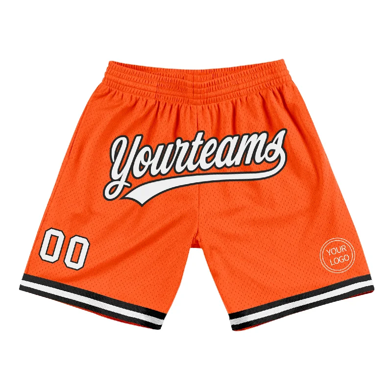 Men's basketball shorts dynamic-team -Custom Orange White-Black Authentic Throwback Basketball Shorts