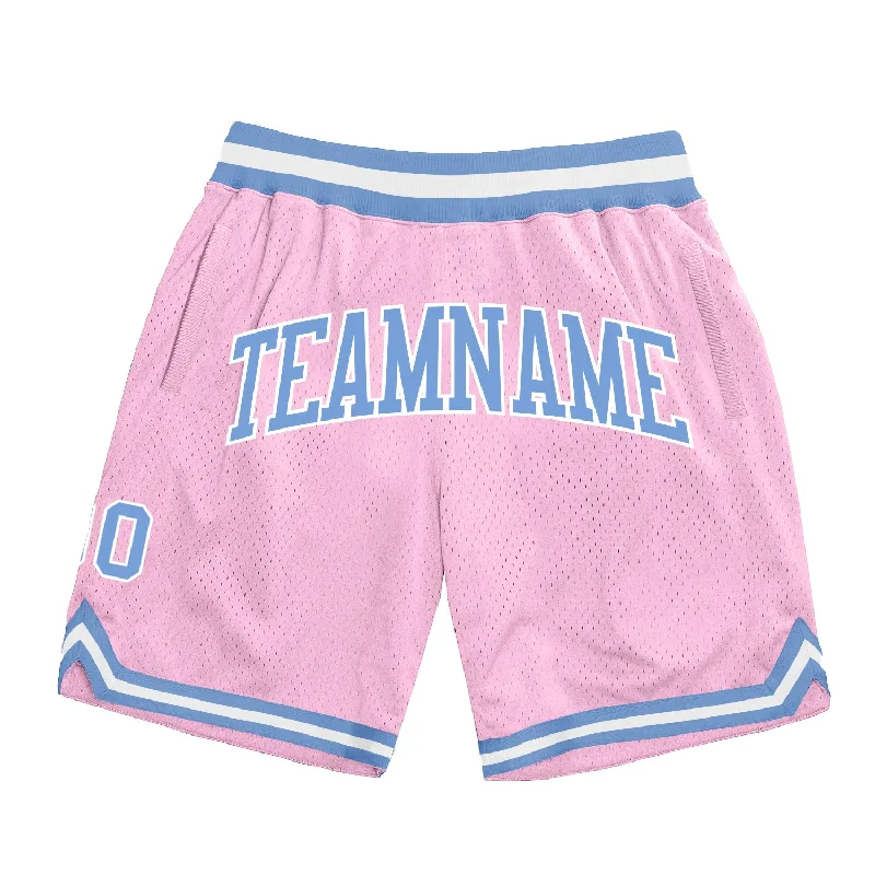 Men's basketball shorts sweat-pro -Custom Light Pink Light Blue-White Authentic Throwback Basketball Shorts