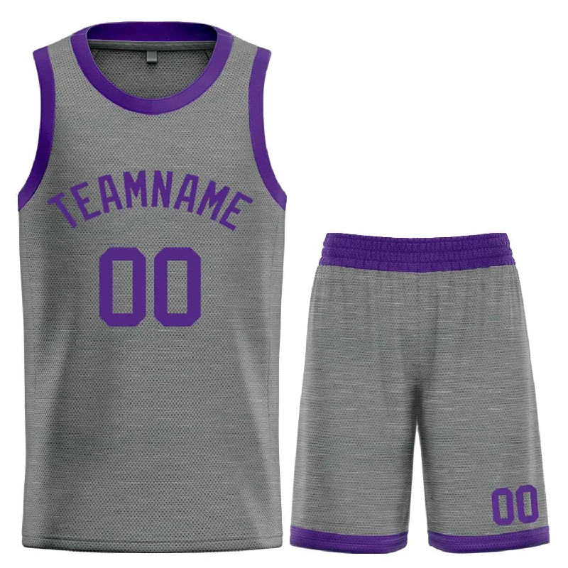 Men's basketball uniform quick dry collection -Custom Dark Gray Purple Classic Sets Bull Basketball Jersey