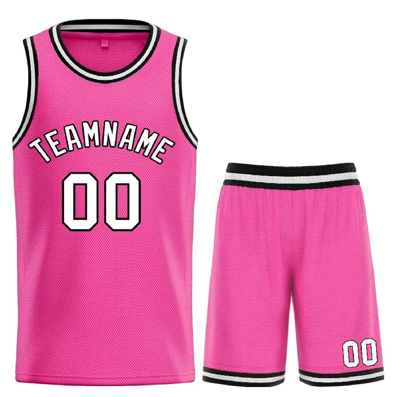 Men's basketball uniform player sale -Custom Pink White-Black Classic Sets Bull Basketball Jersey