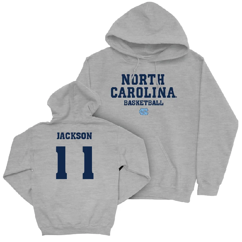 Men's hoodies workout-ready -UNC Men's Basketball Sport Grey Staple Hoodie  - Ian Jackson