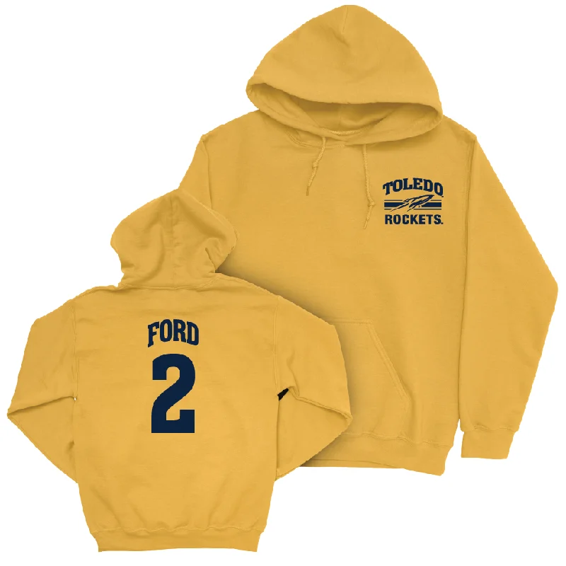 Men's hoodies sweat-wicking -Toledo Men's Basketball Gold Victory Hoodie - Bryce Ford | #2