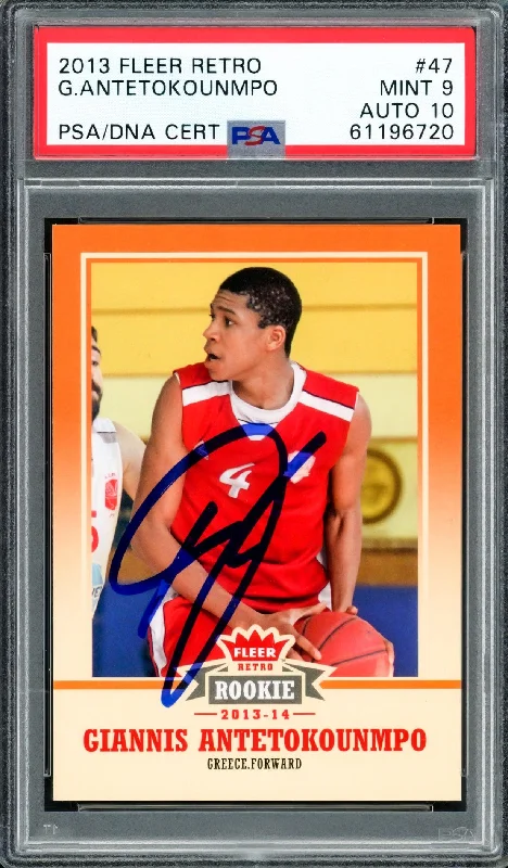 Men's basketball card lightweight pack -Giannis Antetokounmpo Autographed 2013 Fleer Retro Rookie Card #47 Milwaukee Bucks PSA 9 Auto Grade Gem Mint 10 PSA/DNA #61196720