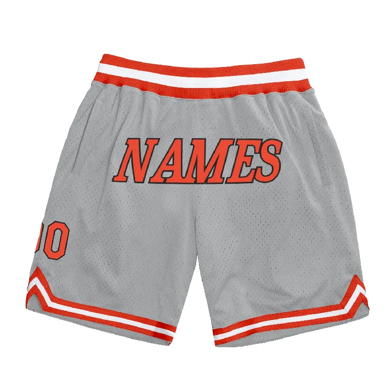 Men's basketball shorts pro-hybrid -Custom Gray Orange-White Authentic Throwback Basketball Shorts