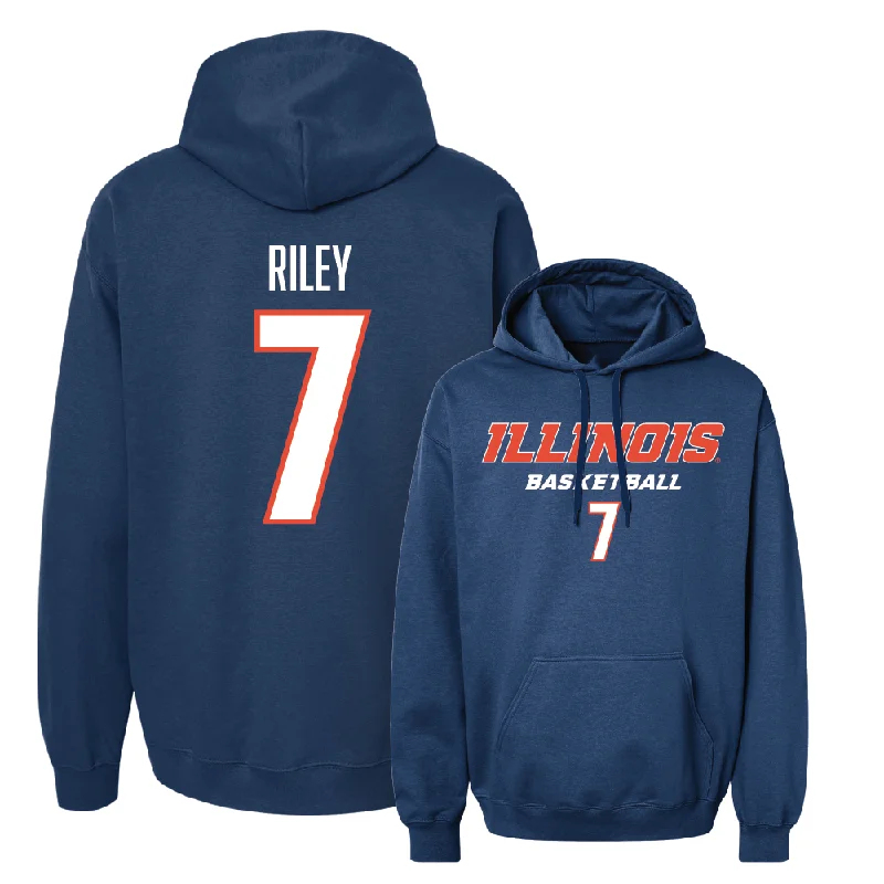 Men's hoodies fast-drying -Navy Illinois Classic Hoodie  - Will Riley