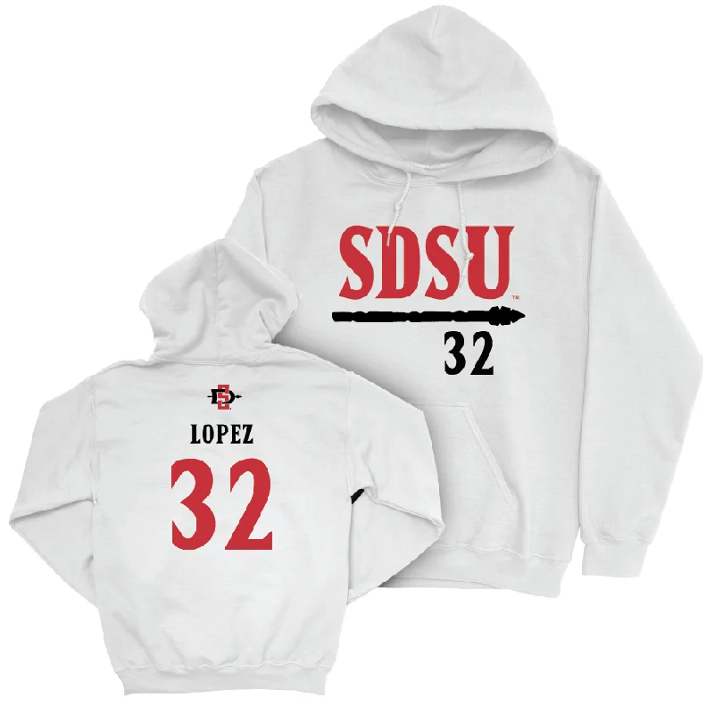 Men's hoodies stretch-knit -SDSU Men's Basketball White Staple Hoodie - Desai Lopez #32