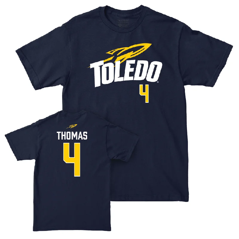 Men's basketball T-shirt luxury material -Toledo Men's Basketball Navy Sideline Tee - Xavier Thomas | #4