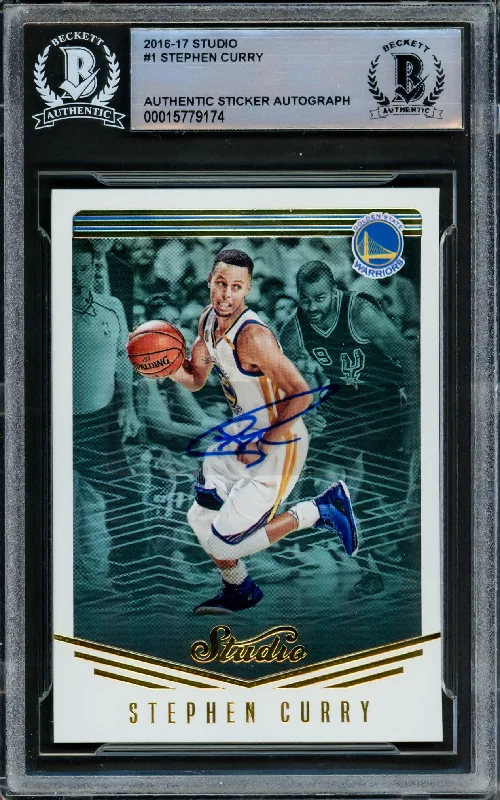 Men's basketball card fast shipping -Stephen Curry Autographed 2016-17 Panini Studio Card #1 Golden State Warriors Beckett BAS #15779174