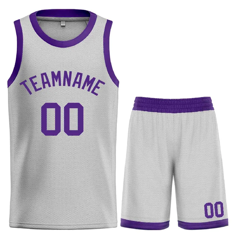 Men's basketball uniform performance deal -Custom Gray Purple Classic Sets Bull Basketball Jersey