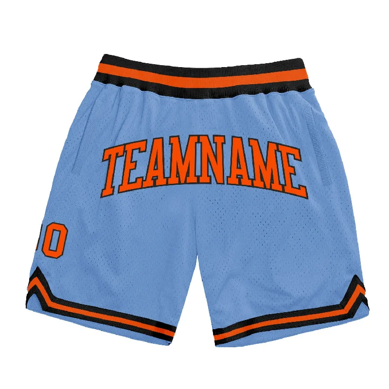 Men's basketball shorts cooling-rugged -Custom Light Blue Orange-Black Authentic Throwback Basketball Shorts