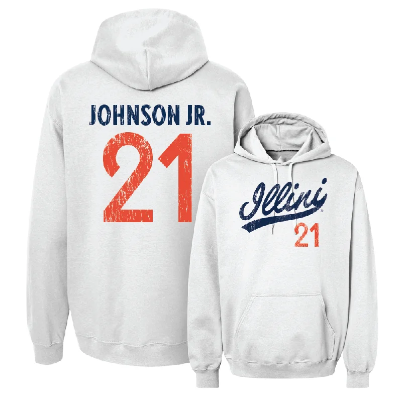 Men's hoodies lightweight-blend -White Script Hoodie  - Morez Johnson Jr.