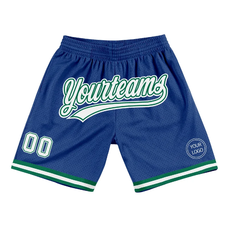 Men's basketball shorts lightweight-pro -Custom Royal White-Kelly Green Authentic Throwback Basketball Shorts