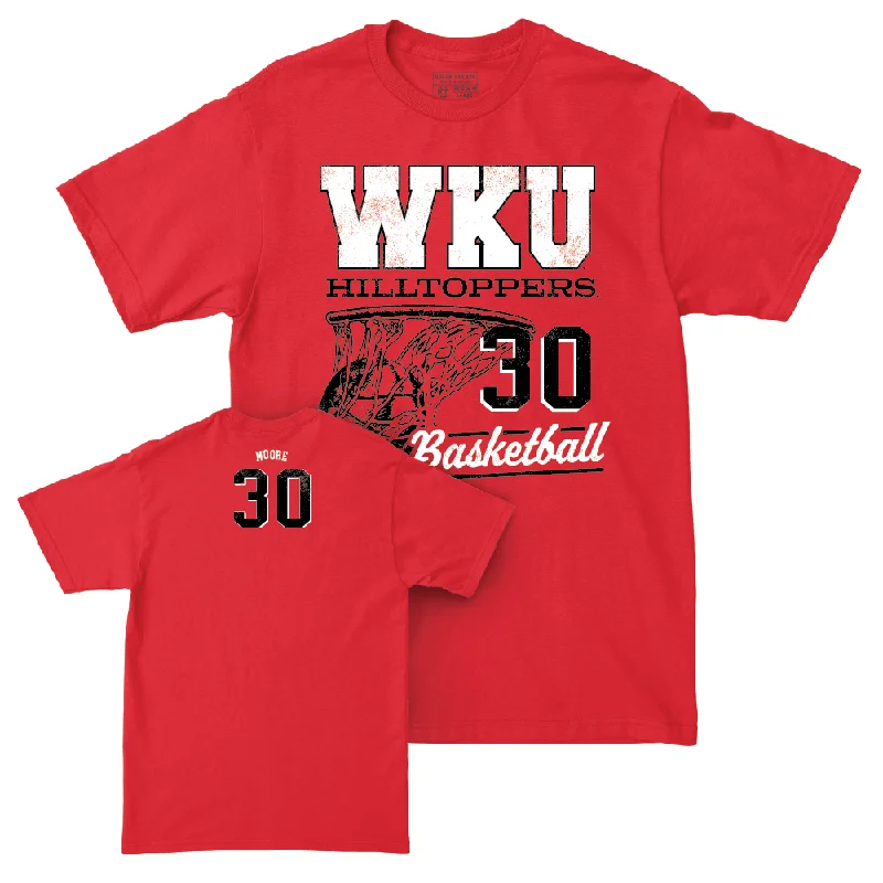 Men's basketball T-shirt fast-drying fabric -WKU Men's Basketball Red Hoops Tee - Teagan Moore | #30