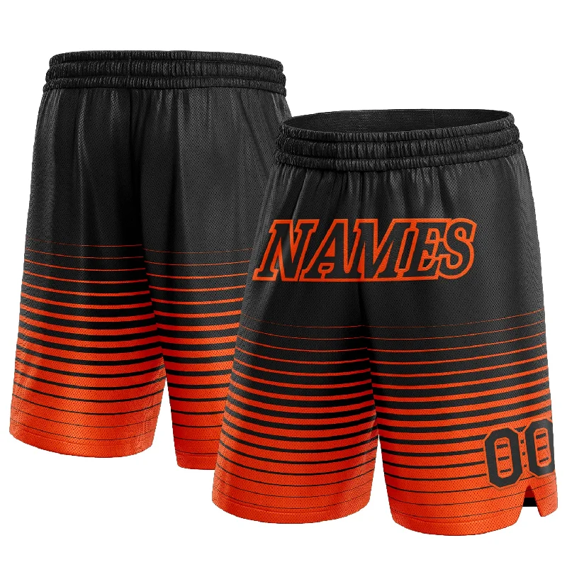 Men's basketball shorts active-elite -Custom Black Orange Pinstripe Fade Fashion Authentic Basketball Shorts