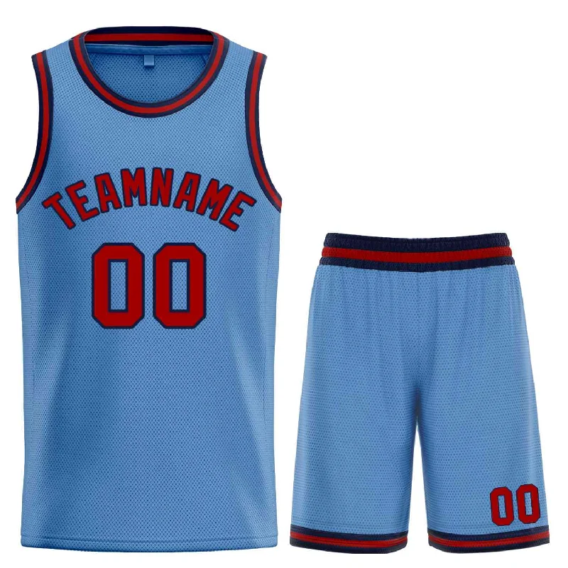 Men's basketball uniform lightweight kit -Custom Light Blue Maroon-Navy Bull Classic Sets Basketball Jersey