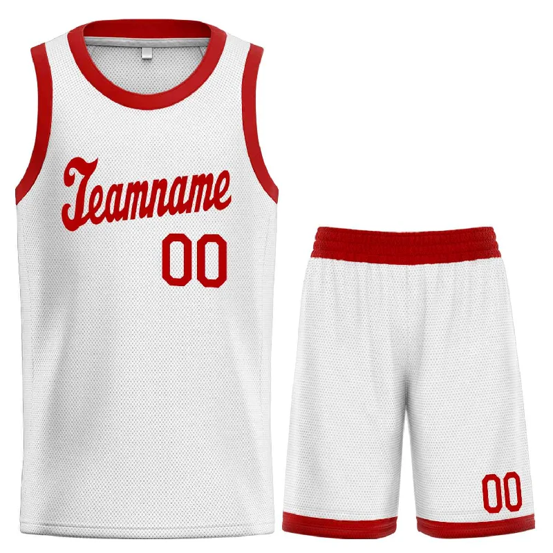 Men's basketball uniform discount code -Custom White Red Classic Sets Sports Uniform Basketball Jersey