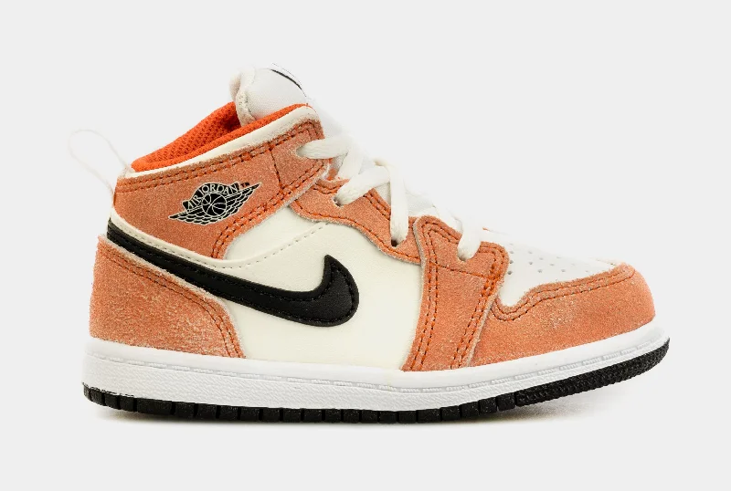 Basketball shoes retro -Air Jordan 1 Mid Infant Toddler Lifestyle Shoes (Orange/White)