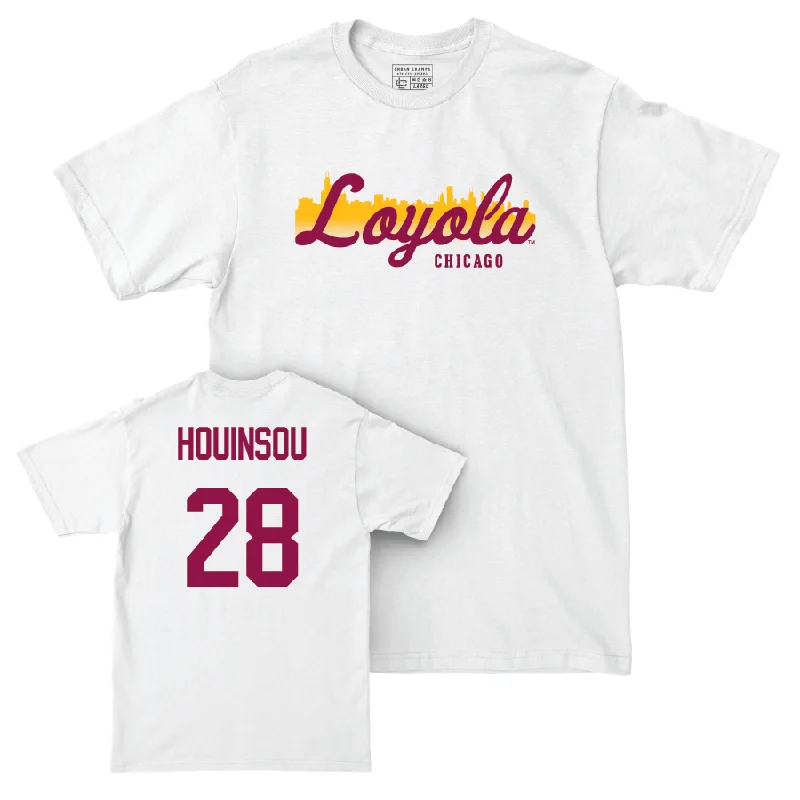 Men's basketball T-shirt custom deal -Men's Basketball White Skyline Comfort Colors Tee  - Kymany Houinsou