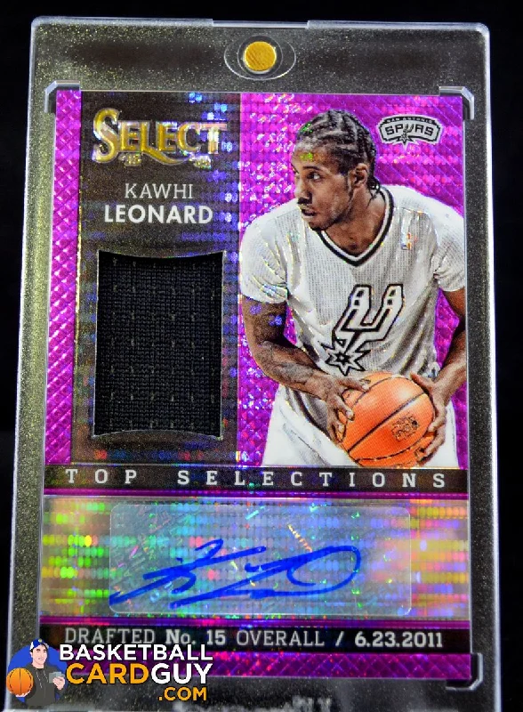 Men's basketball uniform sweat resistant -2013-14 Select Top Selections Jersey Autographs Prizms Purple #16 Kawhi Leonard/75