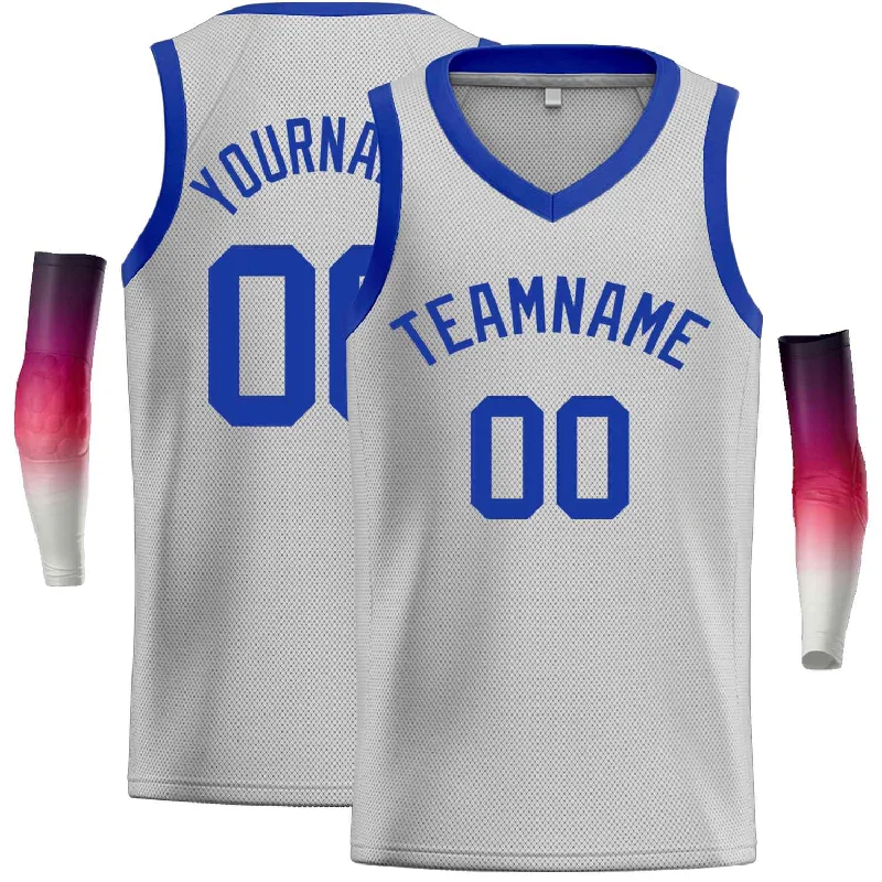 Men's basketball uniform player jerseys -Custom Gray Royal-Classic Tops Men Casual Basketball Jersey