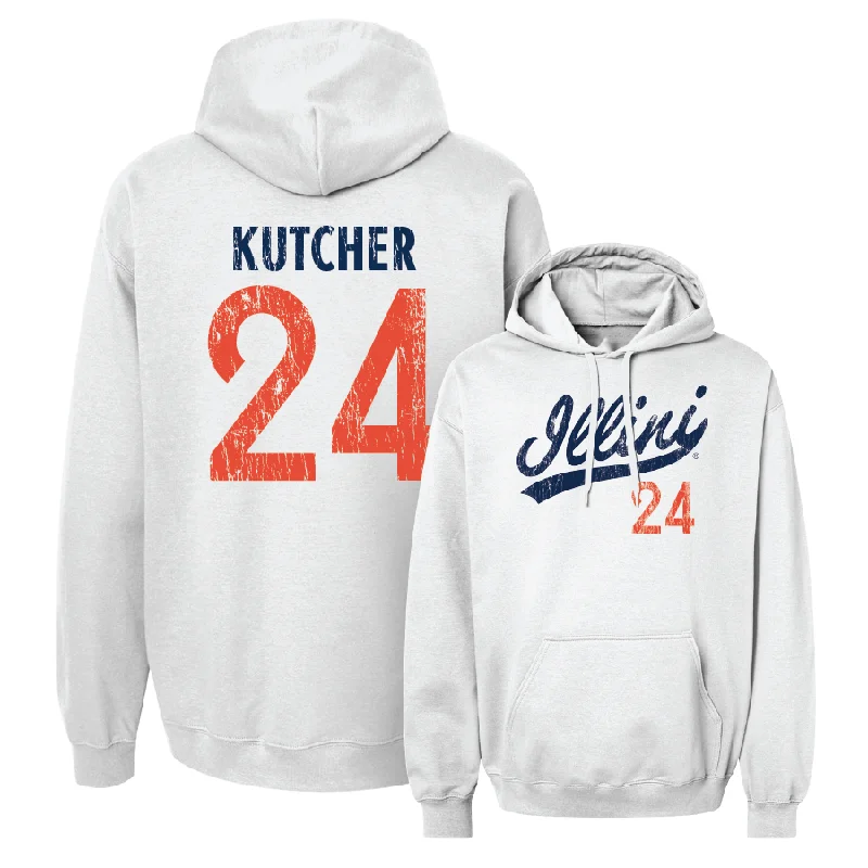 Men's hoodies quick-fit -White Script Hoodie - Keaton Kutcher #24