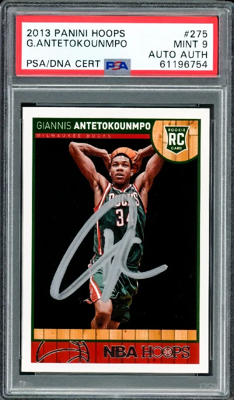 Men's basketball card lightweight sale -Giannis Antetokounmpo Autographed 2013 Panini Hoops Rookie Card #275 Milwaukee Bucks PSA 9 PSA/DNA #61196754