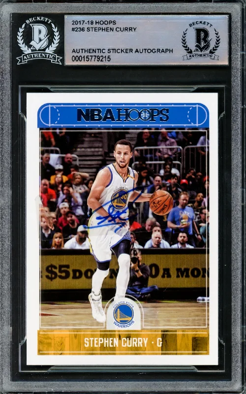 Men's basketball card dual-player feature -Stephen Curry Autographed 2017-18 Hoops Card #236 Golden State Warriors Beckett BAS #15779215