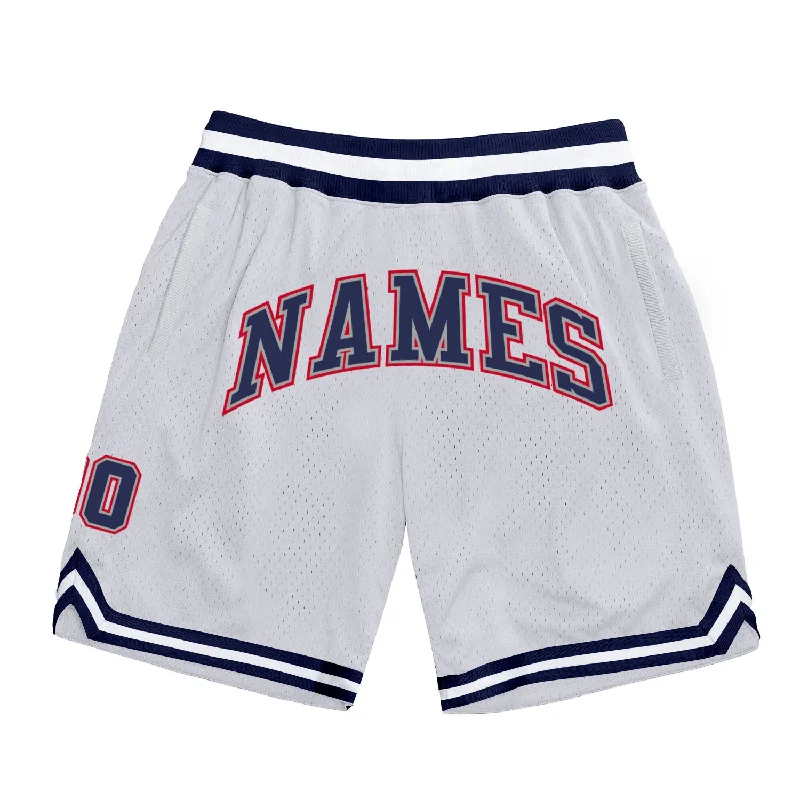 Men's basketball shorts breathable-hybrid -Custom White Navy-Red Authentic Throwback Basketball Shorts