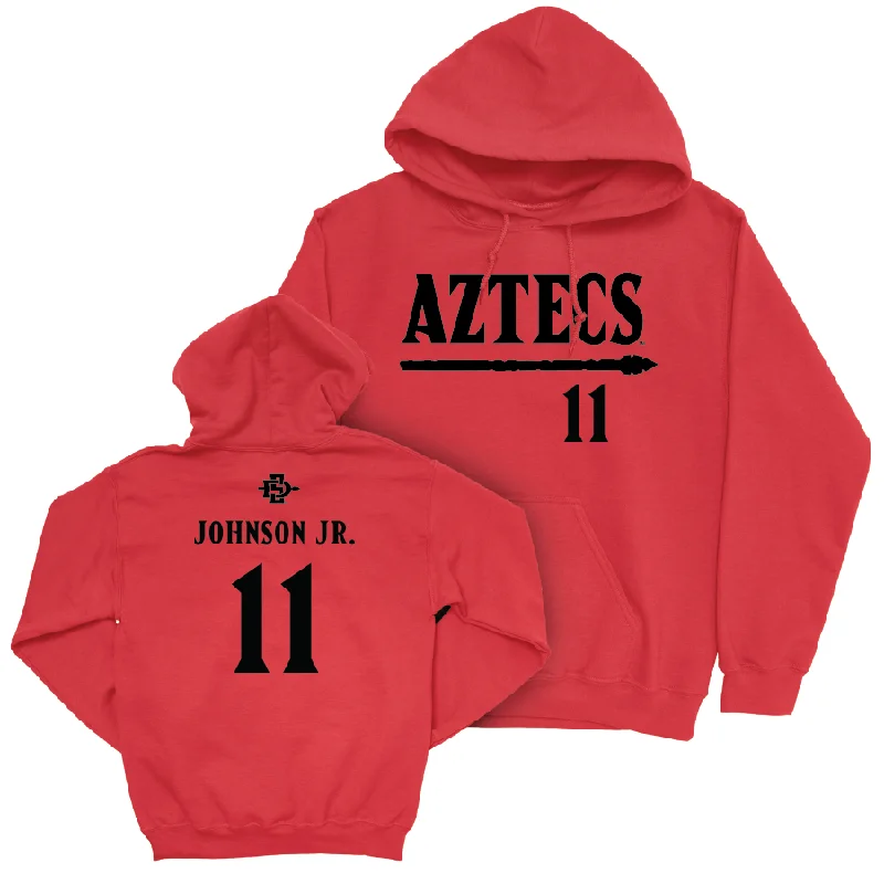 Men's hoodies pro-fit -SDSU Men's Basketball Red Staple Hoodie - Demarshay Johnson Jr. #11