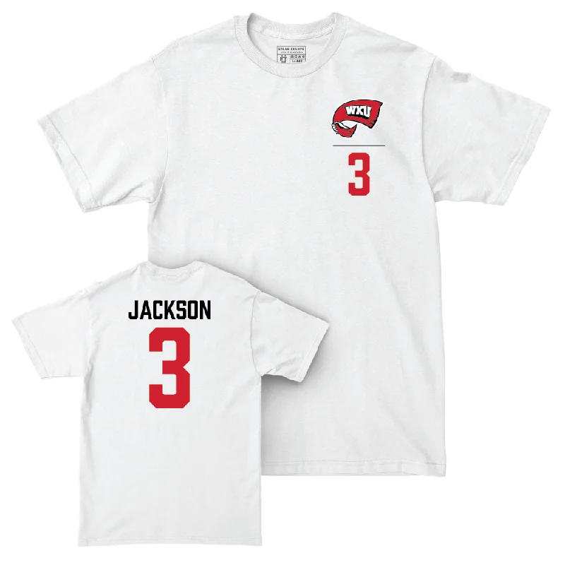 Men's basketball T-shirt crew kit -WKU Men's Basketball White Logo Comfort Colors Tee - Jalen Jackson | #3