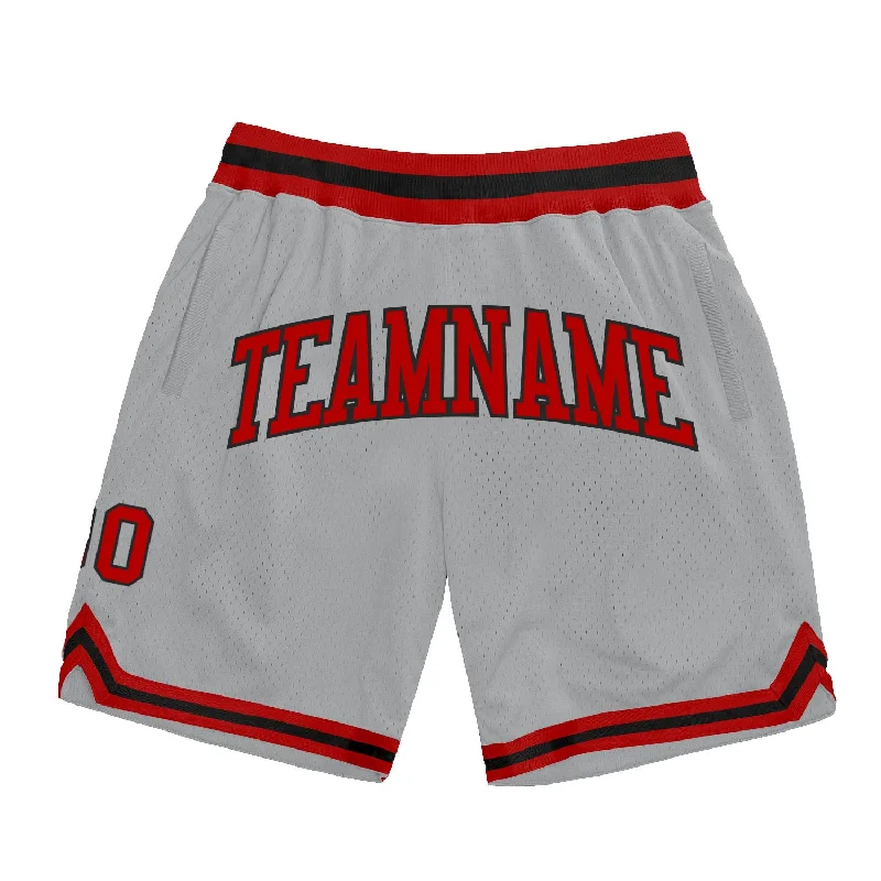 Men's basketball shorts moisture-pro -Custom Gray Red-Black Authentic Throwback Basketball Shorts