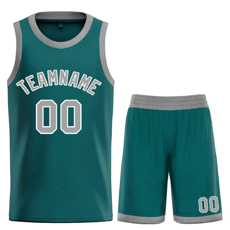 Men's basketball uniform player edition -Custom Aqua Gray-White Bull Classic Sets Curved Basketball Jersey