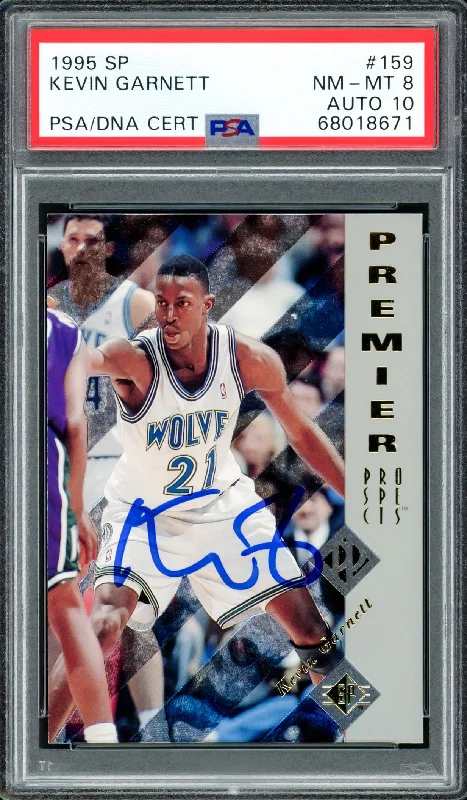 Men's basketball card protective sleeve -Kevin Garnett Autographed 1995 Upper Deck SP Rookie Card #159 Minnesota Timberwolves PSA 8 Auto Grade Gem Mint 10 PSA/DNA #68017671