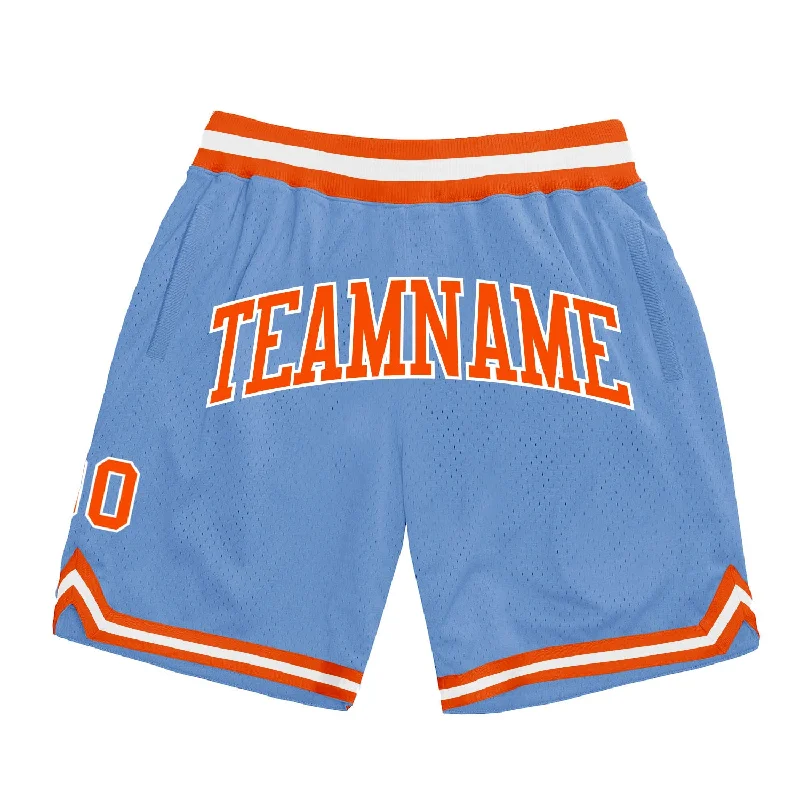 Men's basketball shorts quick-team -Custom Light Blue Orange-White Authentic Throwback Basketball Shorts