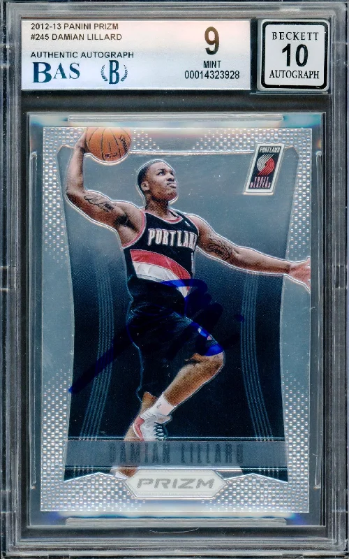 Men's basketball card active kit -Damian Lillard Autographed 2012-13 Panini Prizm Rookie Card #245 Portland Trail Blazers BGS 9 Auto Grade Gem Mint 10 Beckett BAS #14323928