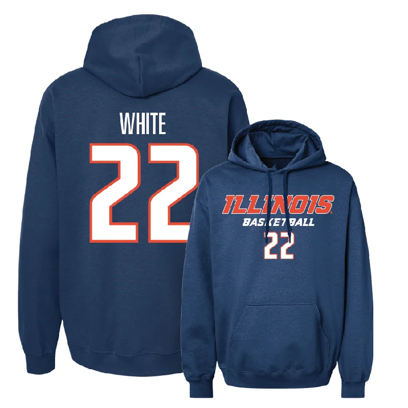 Men's hoodies seamless -Navy Illinois Classic Hoodie  - Tre White