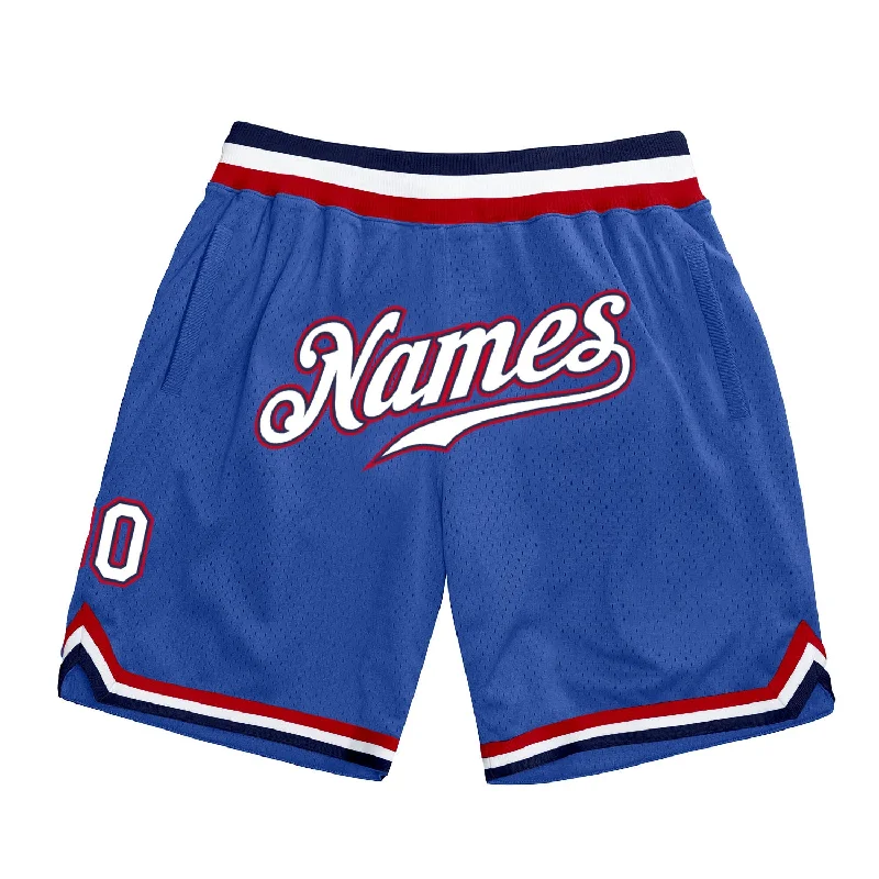 Men's basketball shorts pro-team -Custom Blue White-Red Authentic Throwback Basketball Shorts