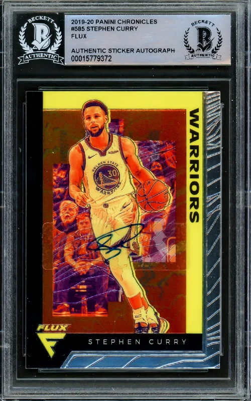 Men's basketball card seasonal release -Stephen Curry Autographed 2019-20 Panini Chronicles Flux Card #585 Golden State Warriors Beckett BAS #15779372