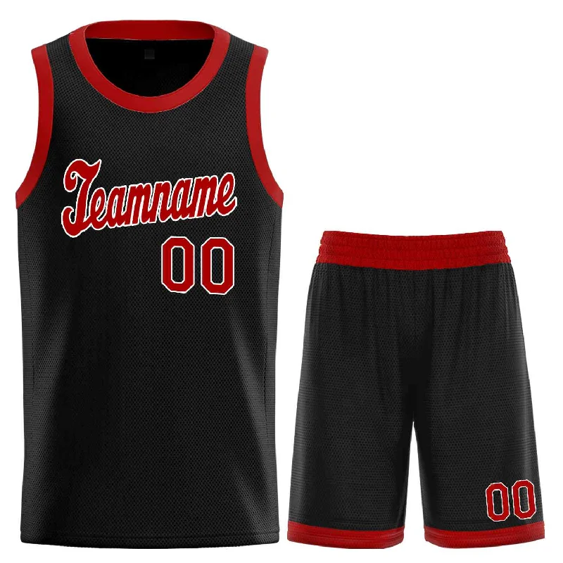 Men's basketball uniform affordable set -Custom Black Red-White Classic Sets Sports Uniform Basketball Jersey